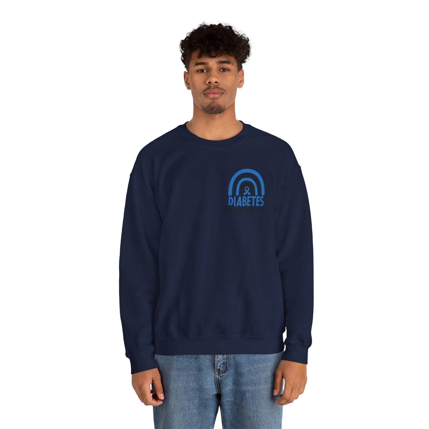 Diabetes Awareness Crewneck Sweatshirt | Blue Ribbon Graffiti Design (9 Colors)