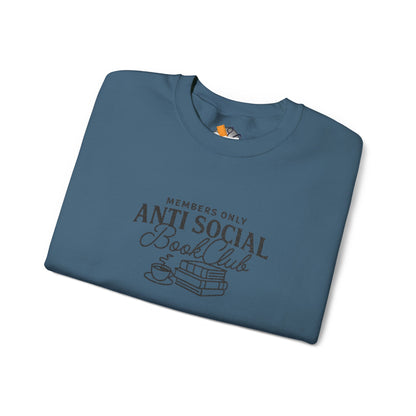 “Members Only Anti Social Book Club” Embroidered Crewneck
