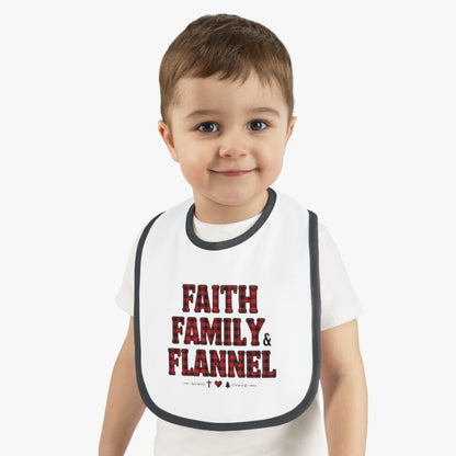 Faith, Family & Flannel Baby Bib — Plaid Nursery Bib for Newborns & Toddlers