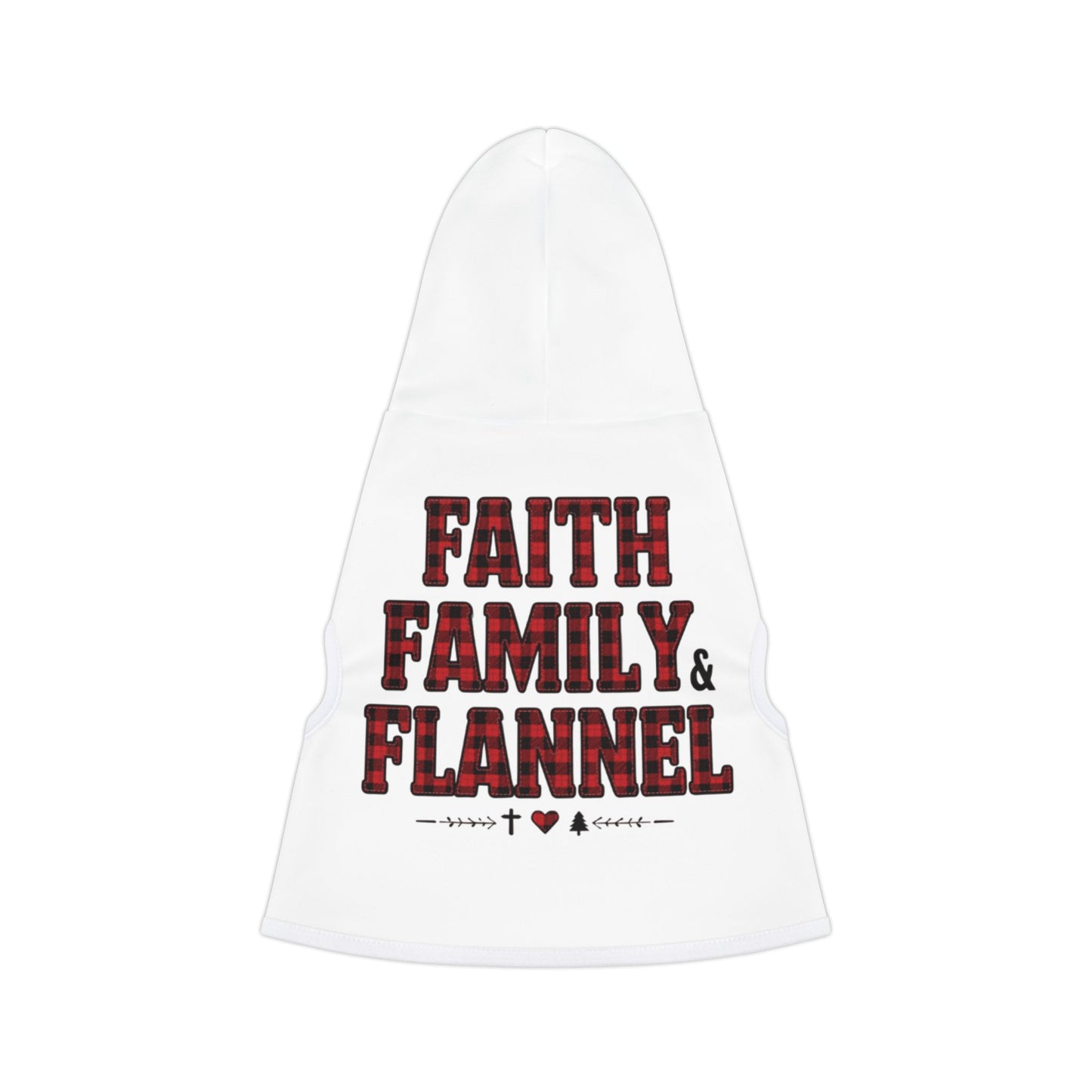 Faith, Family & Flannel Pet Hoodie | Cozy Buffalo Plaid Dog Sweatshirt for Fall & Holidays