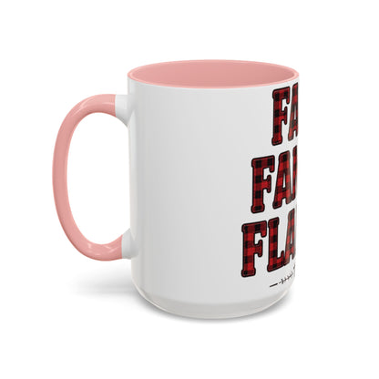 Faith, Family & Flannel Accent Mug | 11oz & 15oz Christian Coffee Cup (Multiple Colors)
