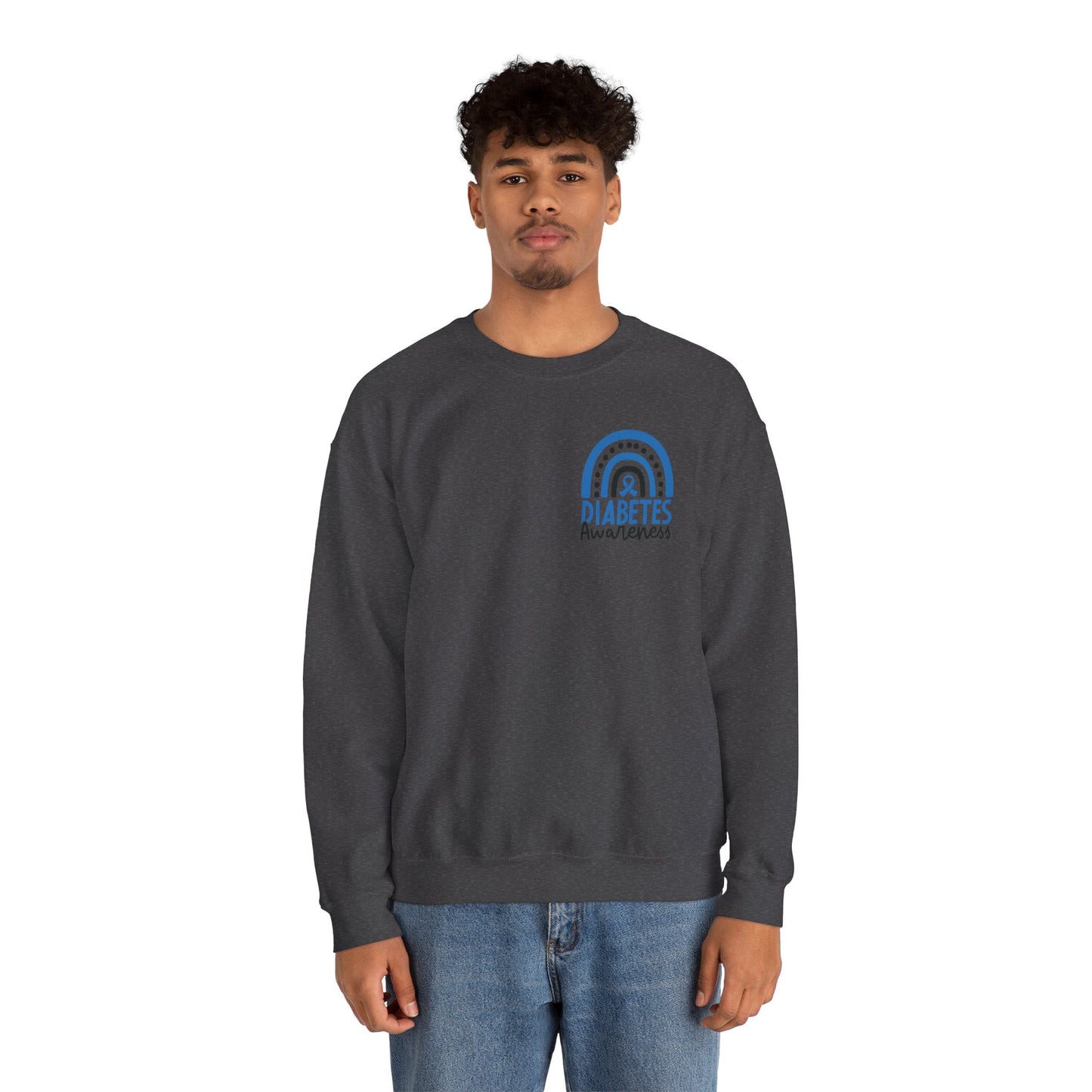 Diabetes Awareness Crewneck Sweatshirt | Blue Ribbon Graffiti Design (9 Colors)