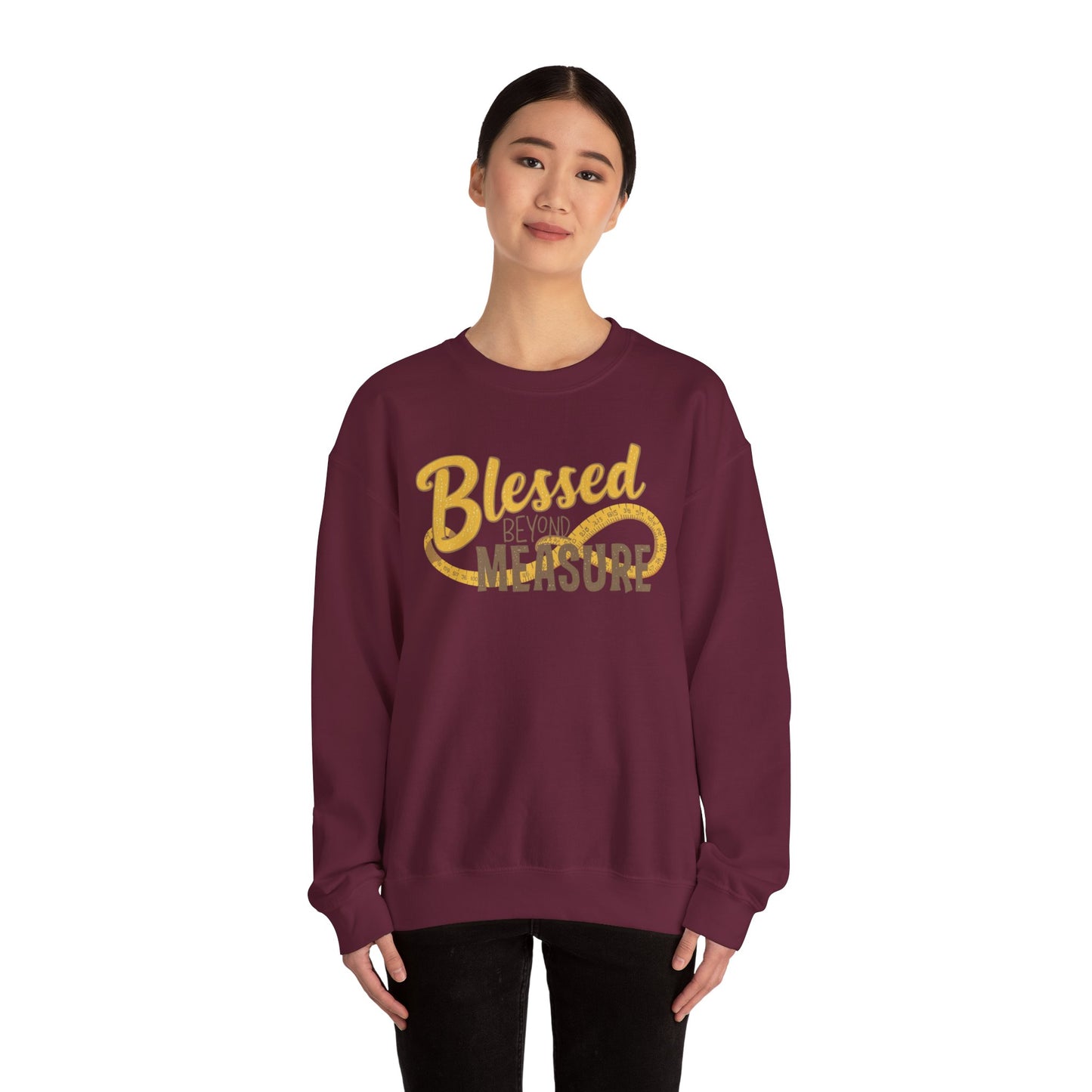 Blessed Beyond Measure Crewneck Sweatshirt – Cozy Faith & Gratitude Sweater (9 Color Options)