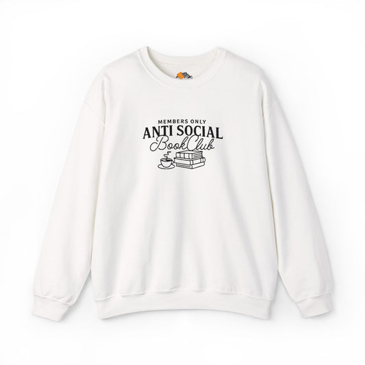 “Members Only Anti Social Book Club” Embroidered Crewneck