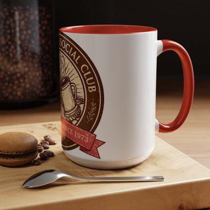 Hot Cocoa Social Club Accent Mug | Vintage Holiday Coffee Cup (11oz & 15oz, Multiple Colors)