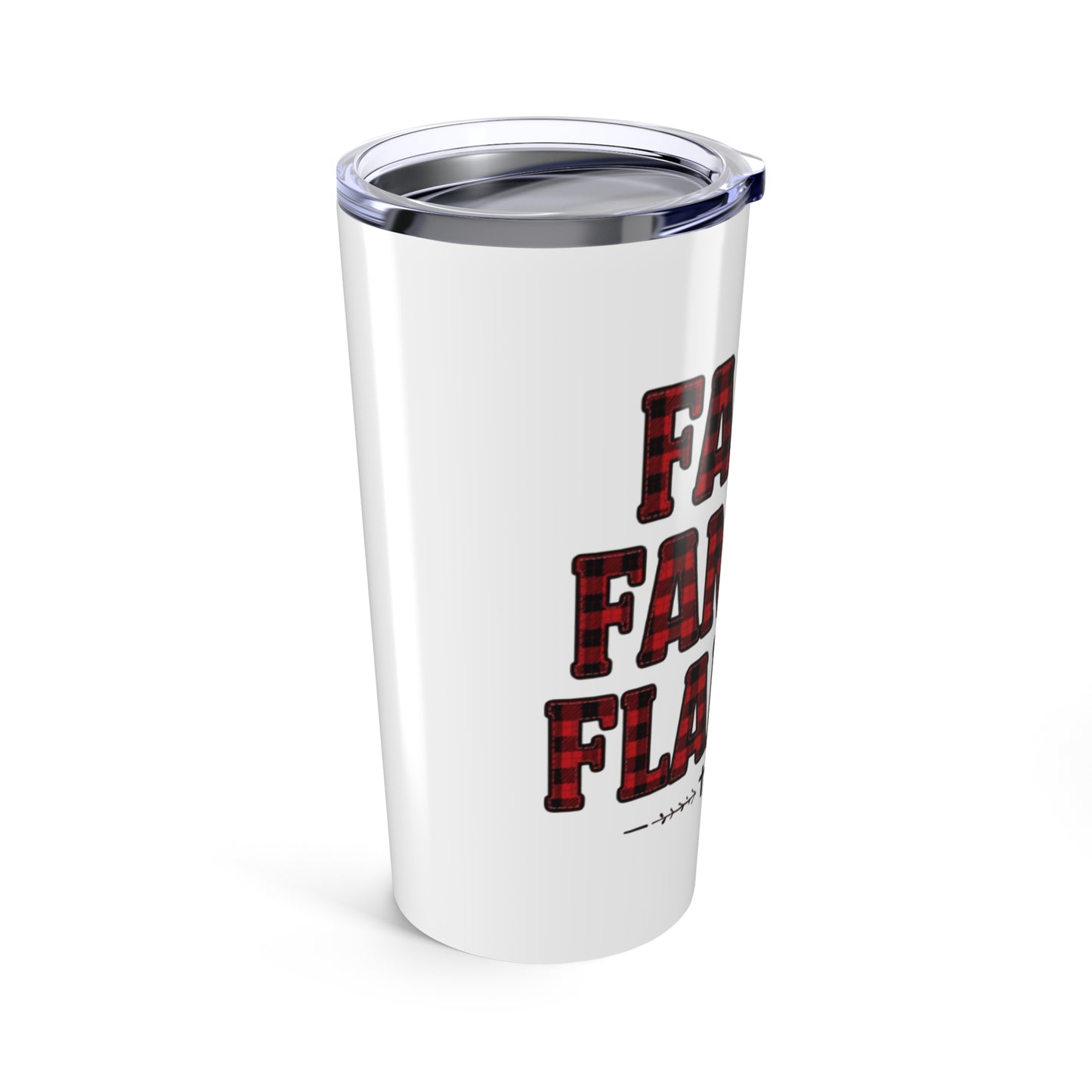 Faith, Family & Flannel Stainless Steel Tumbler | Insulated Travel Mug with Lid (20oz)