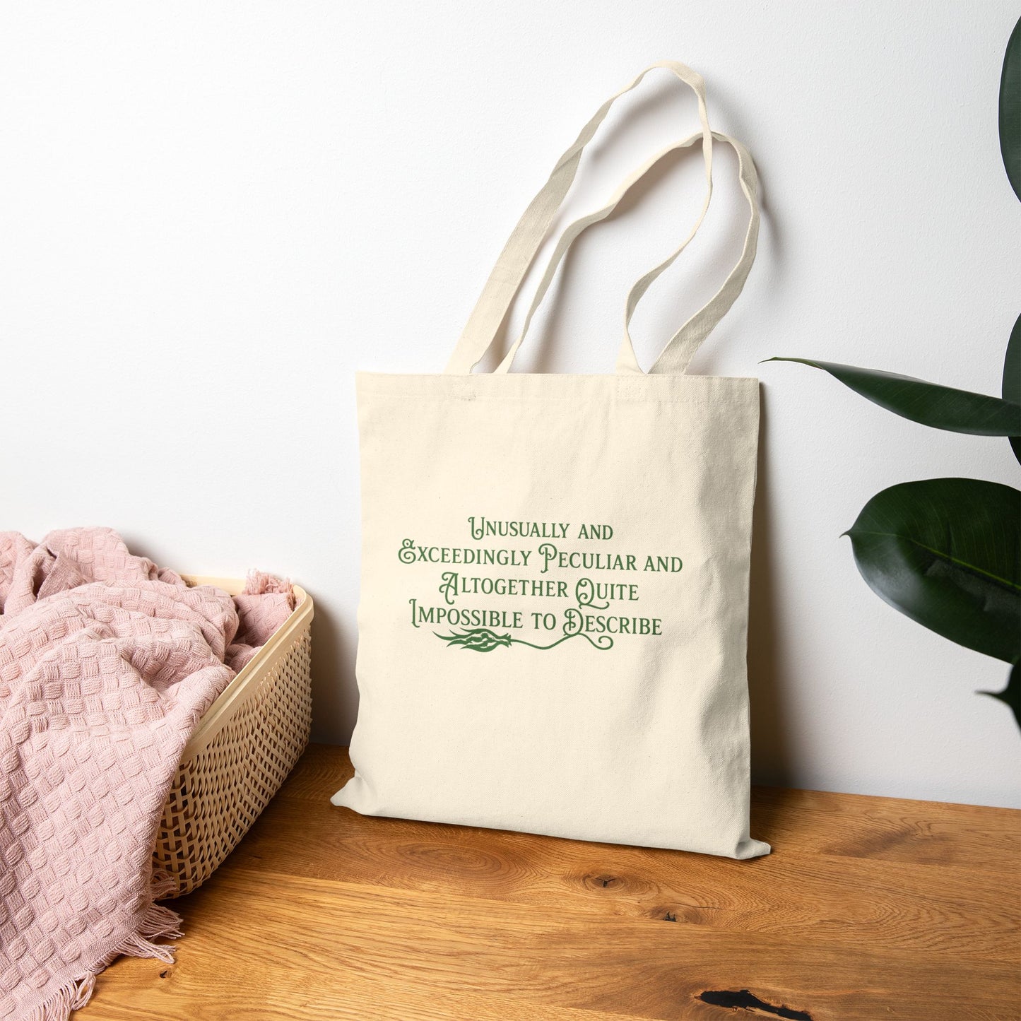 Unusually & Exceedingly Peculiar Tote Bag | Wicked-Inspired Elphaba Quote Tote (Black or Natural)