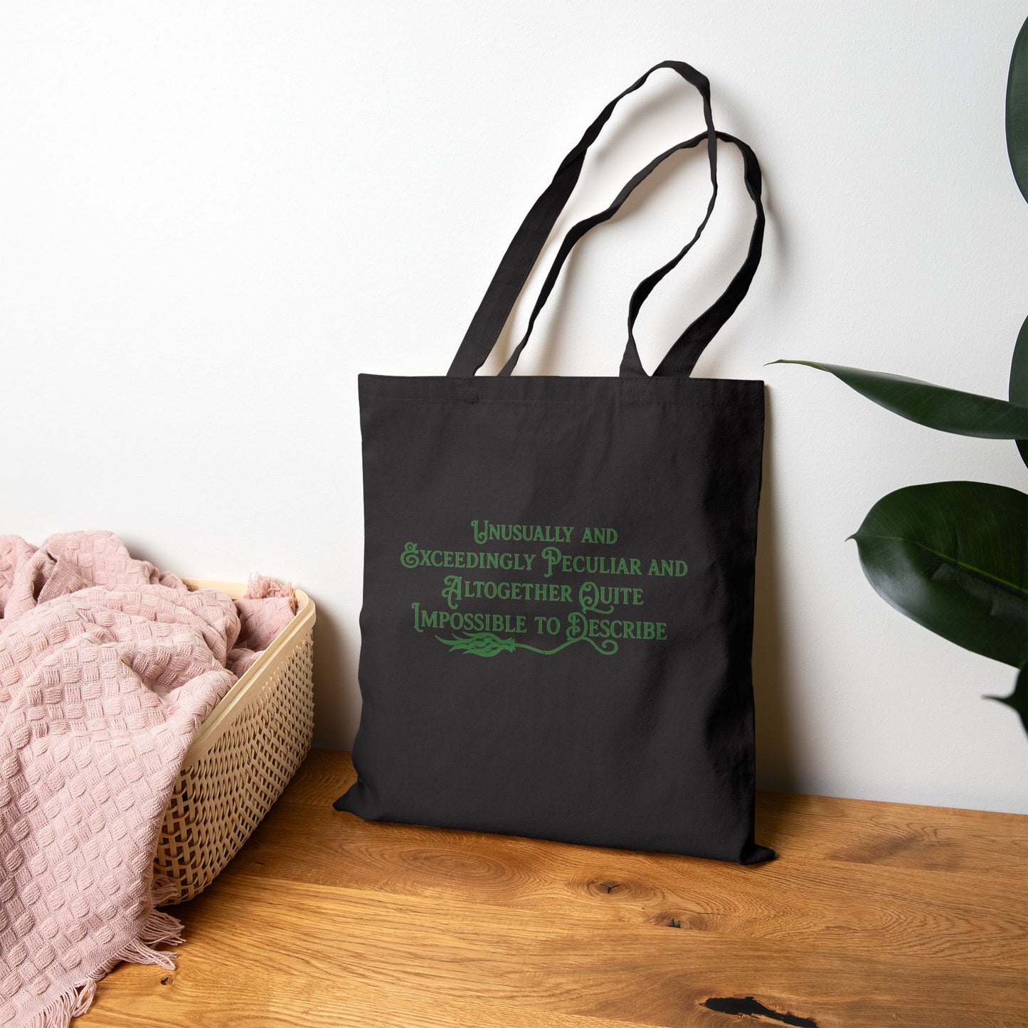 Unusually & Exceedingly Peculiar Tote Bag | Wicked-Inspired Elphaba Quote Tote (Black or Natural)