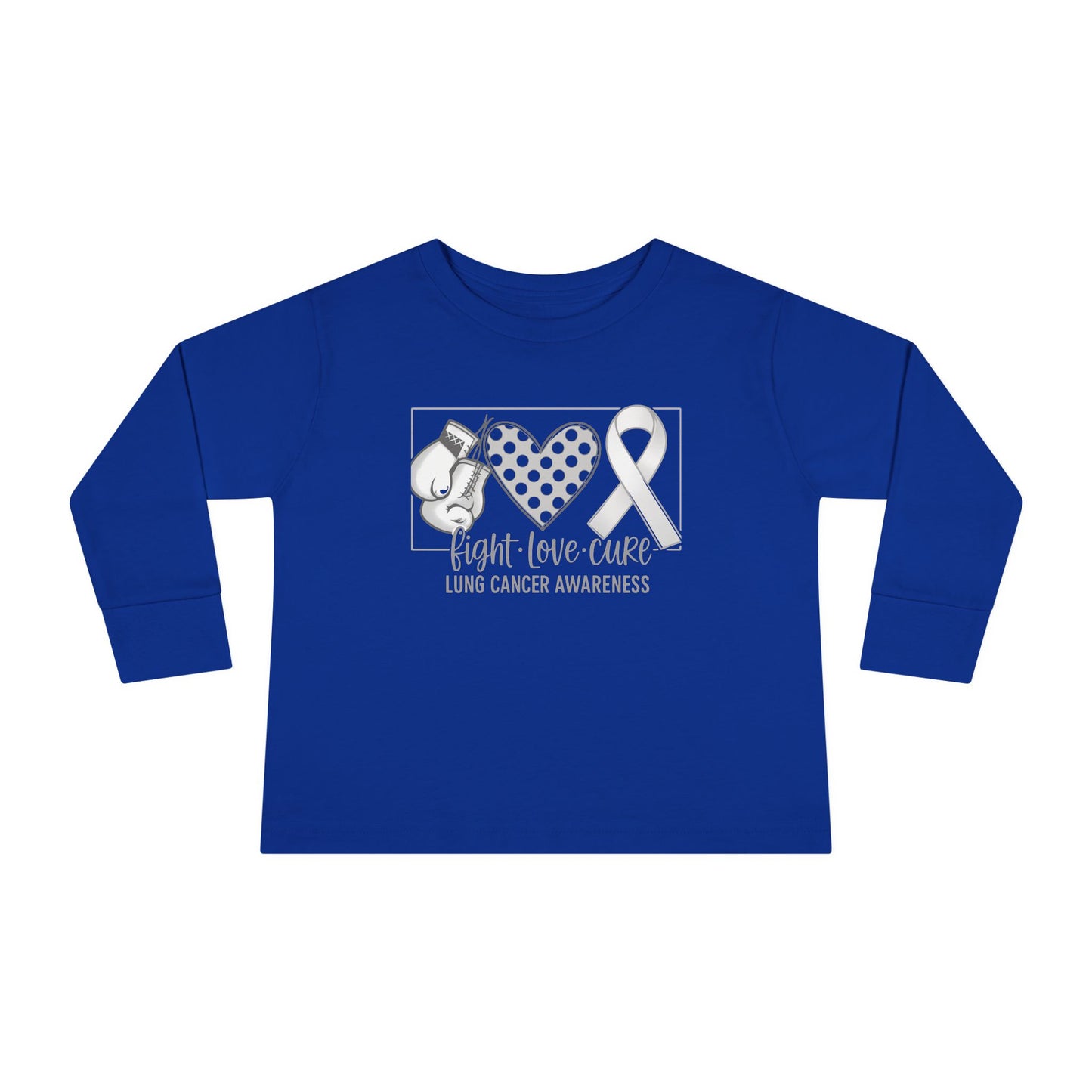 Fight Love Cure Lung Cancer Awareness Toddler Long Sleeve Shirt | Kids Support Tee