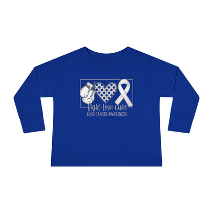 Fight Love Cure Lung Cancer Awareness Toddler Long Sleeve Shirt | Kids Support Tee