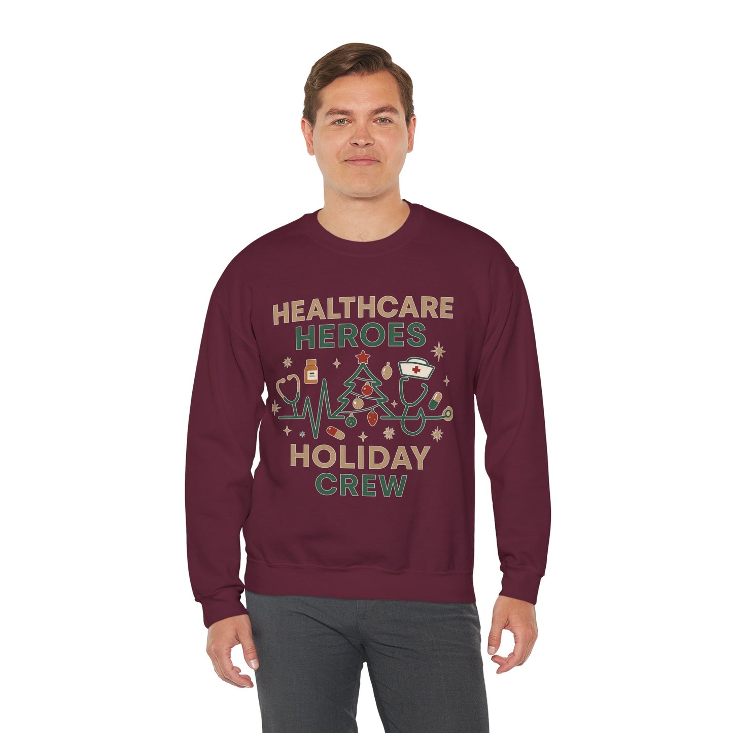 Healthcare Heroes Holiday Crewneck Sweatshirt | Nurse & Medical Staff Christmas Sweater (10 Colors)