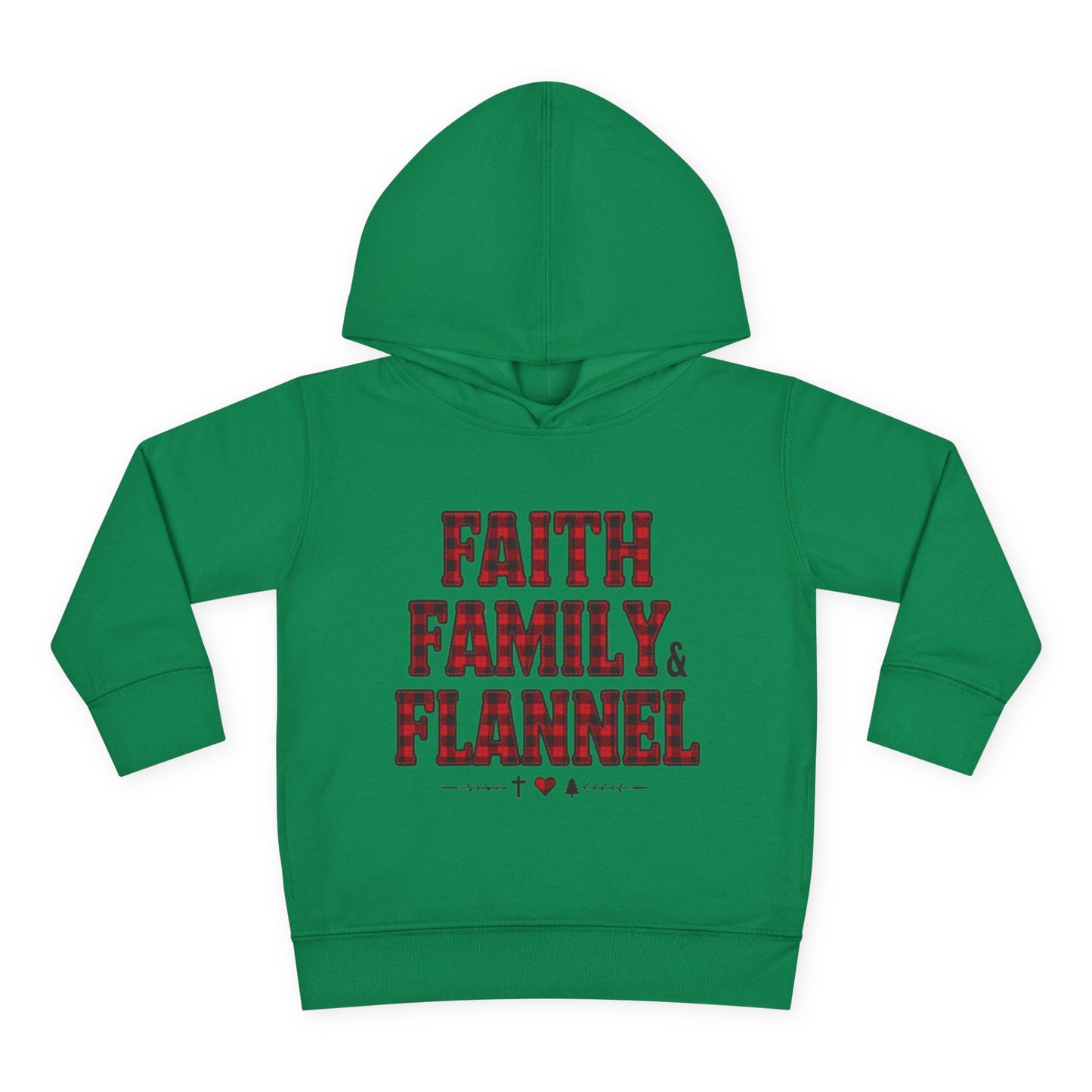 Faith, Family & Flannel Toddler Hoodie | Cozy Christian Fall & Holiday Sweatshirt (15 Colors)