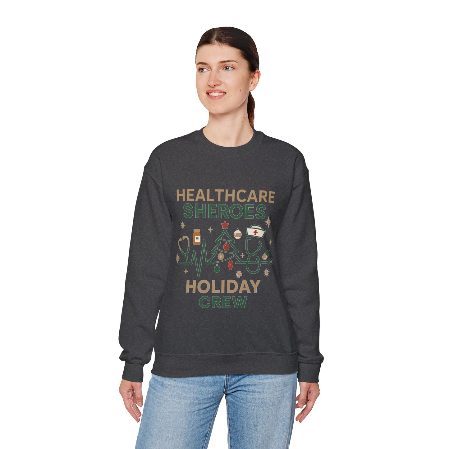 Healthcare Sheroes Holiday Crewneck Sweatshirt | Christmas Nurse & Medical Staff Gift (10 Colors)