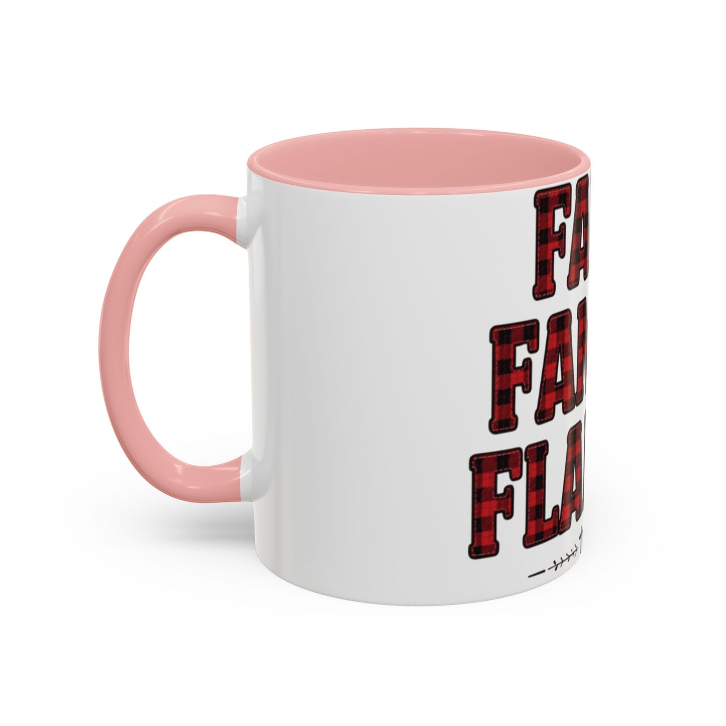 Faith, Family & Flannel Accent Mug | 11oz & 15oz Christian Coffee Cup (Multiple Colors)