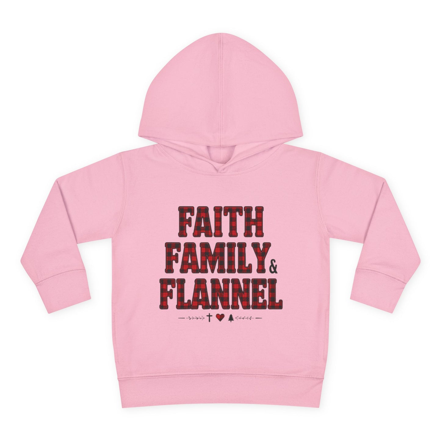 Faith, Family & Flannel Toddler Hoodie | Cozy Christian Fall & Holiday Sweatshirt (15 Colors)