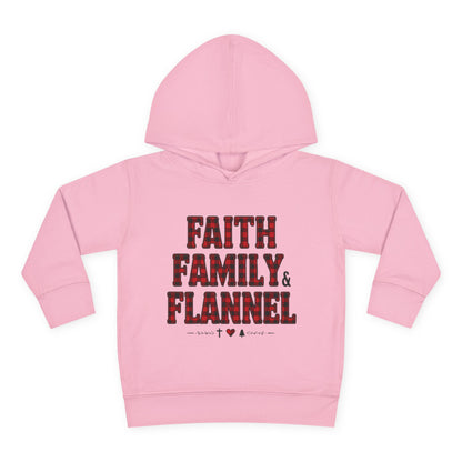 Faith, Family & Flannel Toddler Hoodie | Cozy Christian Fall & Holiday Sweatshirt (15 Colors)