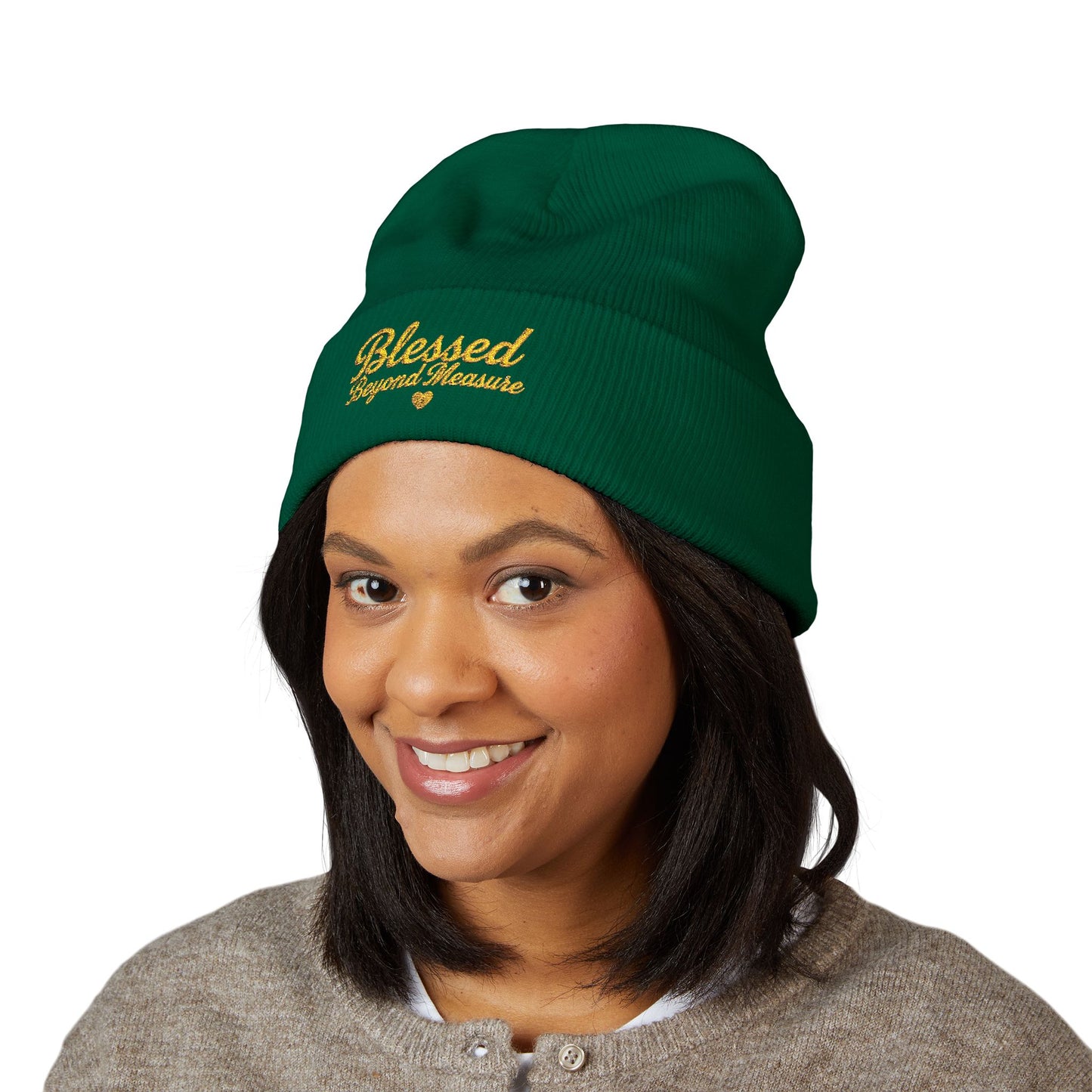 Blessed Beyond Measure Embroidered Beanie – Faith-Inspired Knit Hat (9 Color Options)