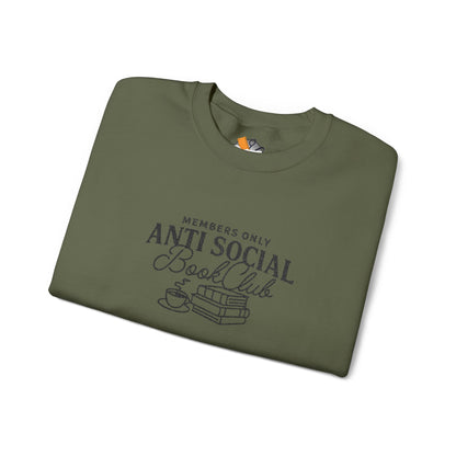 “Members Only Anti Social Book Club” Embroidered Crewneck