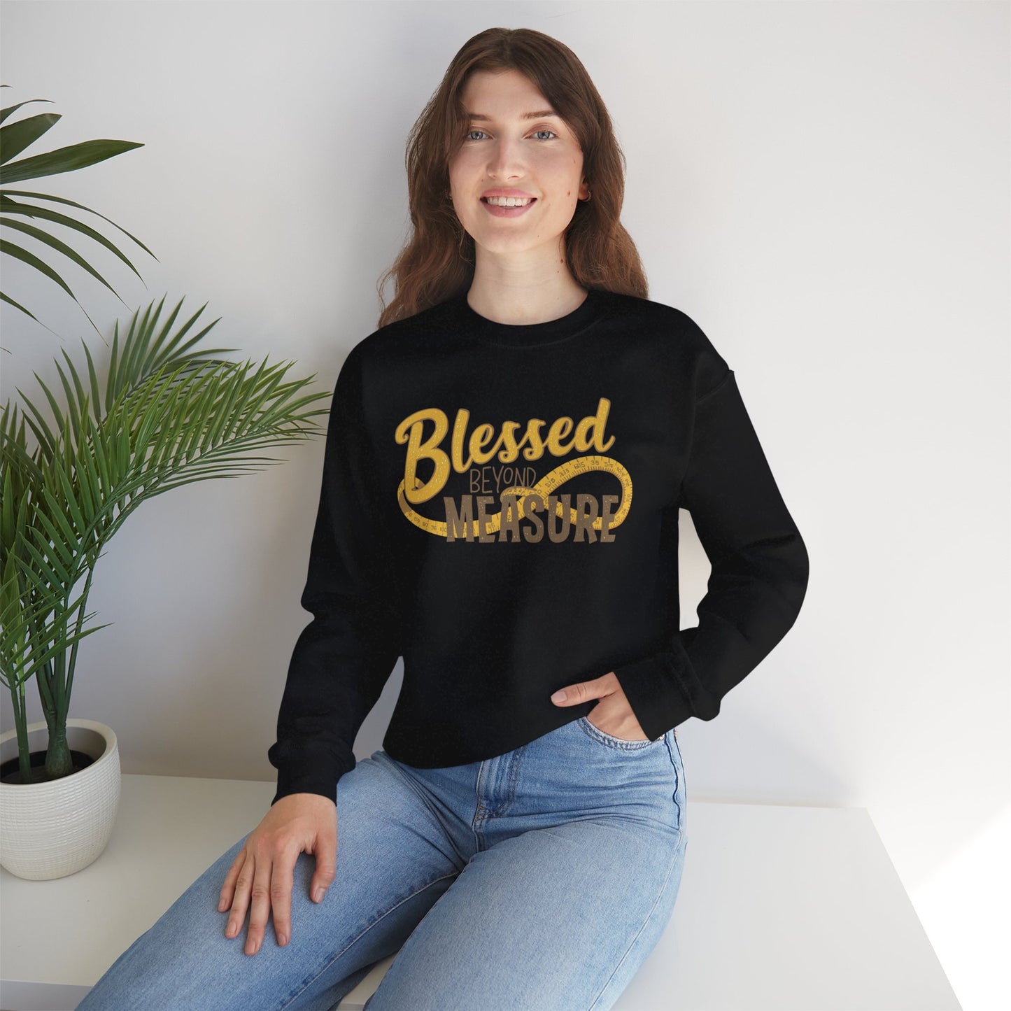 Blessed Beyond Measure Crewneck Sweatshirt – Cozy Faith & Gratitude Sweater (9 Color Options)