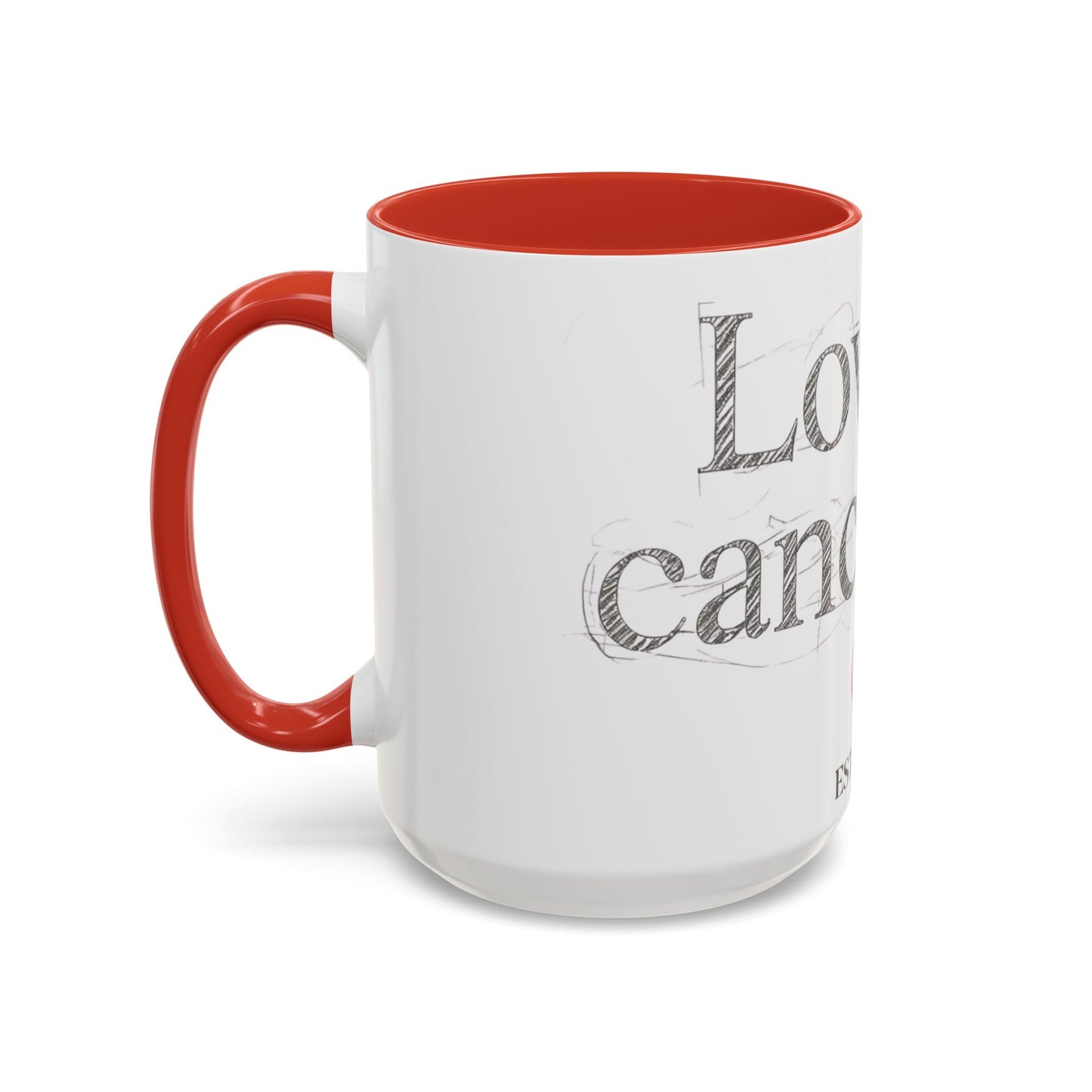 “Love Is Cancelled” Accent Mug | Personalized EST. Date Anti-Valentine Coffee Mug