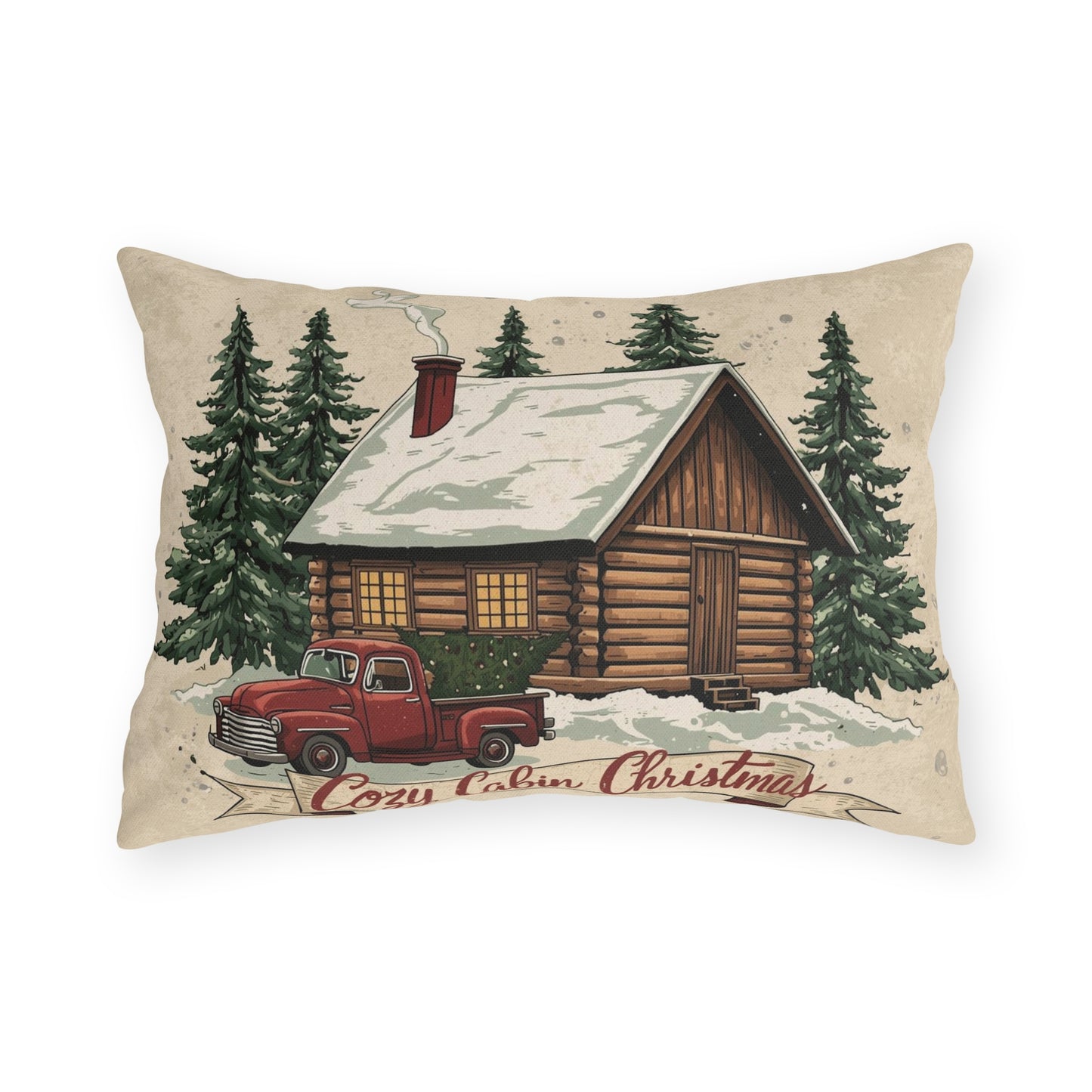 Cozy Cabin Christmas Throw Pillow – Rustic Holiday Decor (4 Size Options)