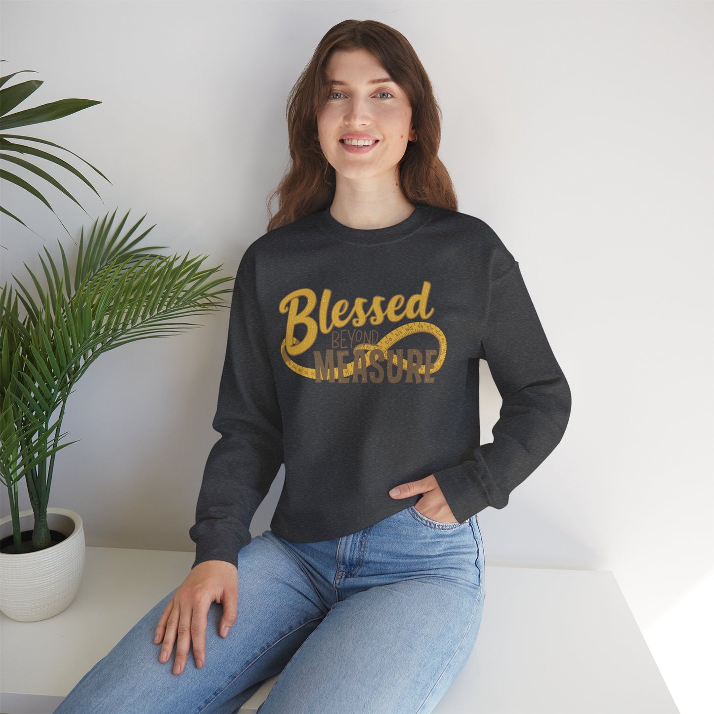 Blessed Beyond Measure Crewneck Sweatshirt – Cozy Faith & Gratitude Sweater (9 Color Options)