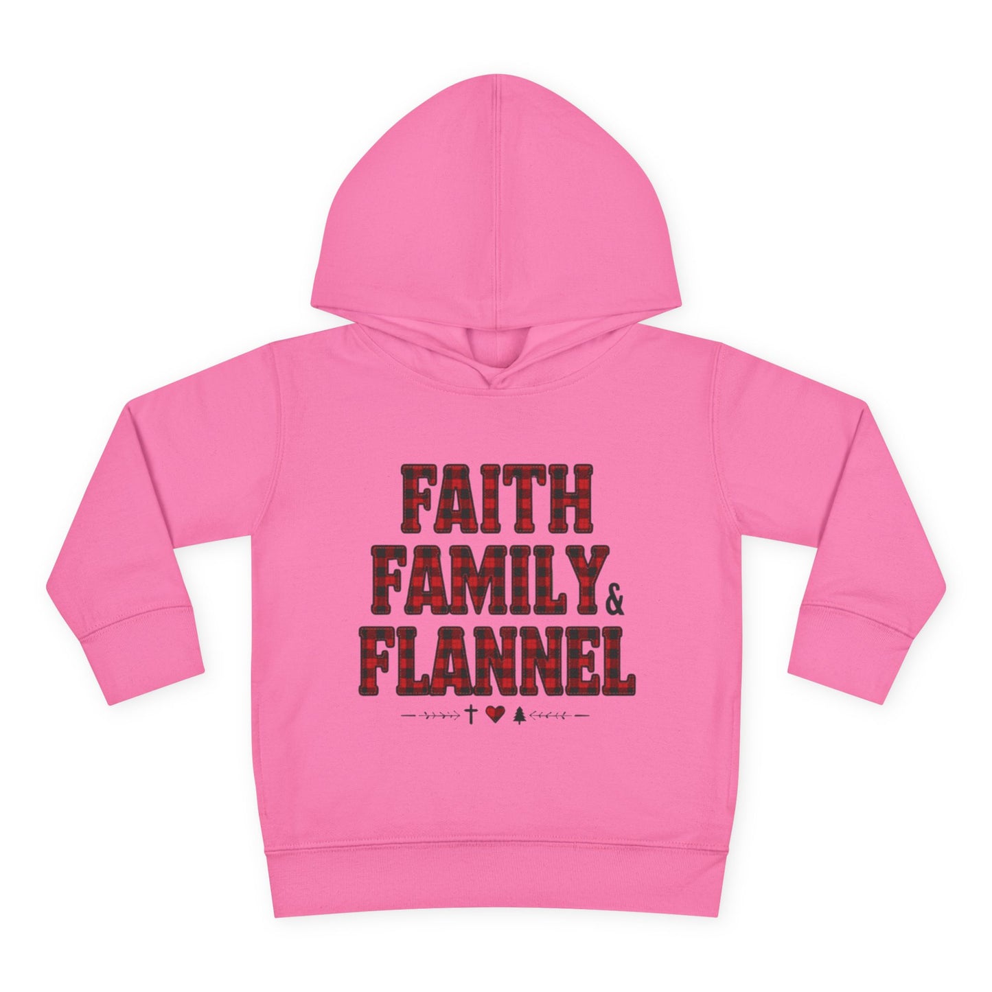 Faith, Family & Flannel Toddler Hoodie | Cozy Christian Fall & Holiday Sweatshirt (15 Colors)