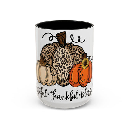 Grateful Thankful Blessed Accent Mug – Fall Coffee Cup (11oz & 15oz)