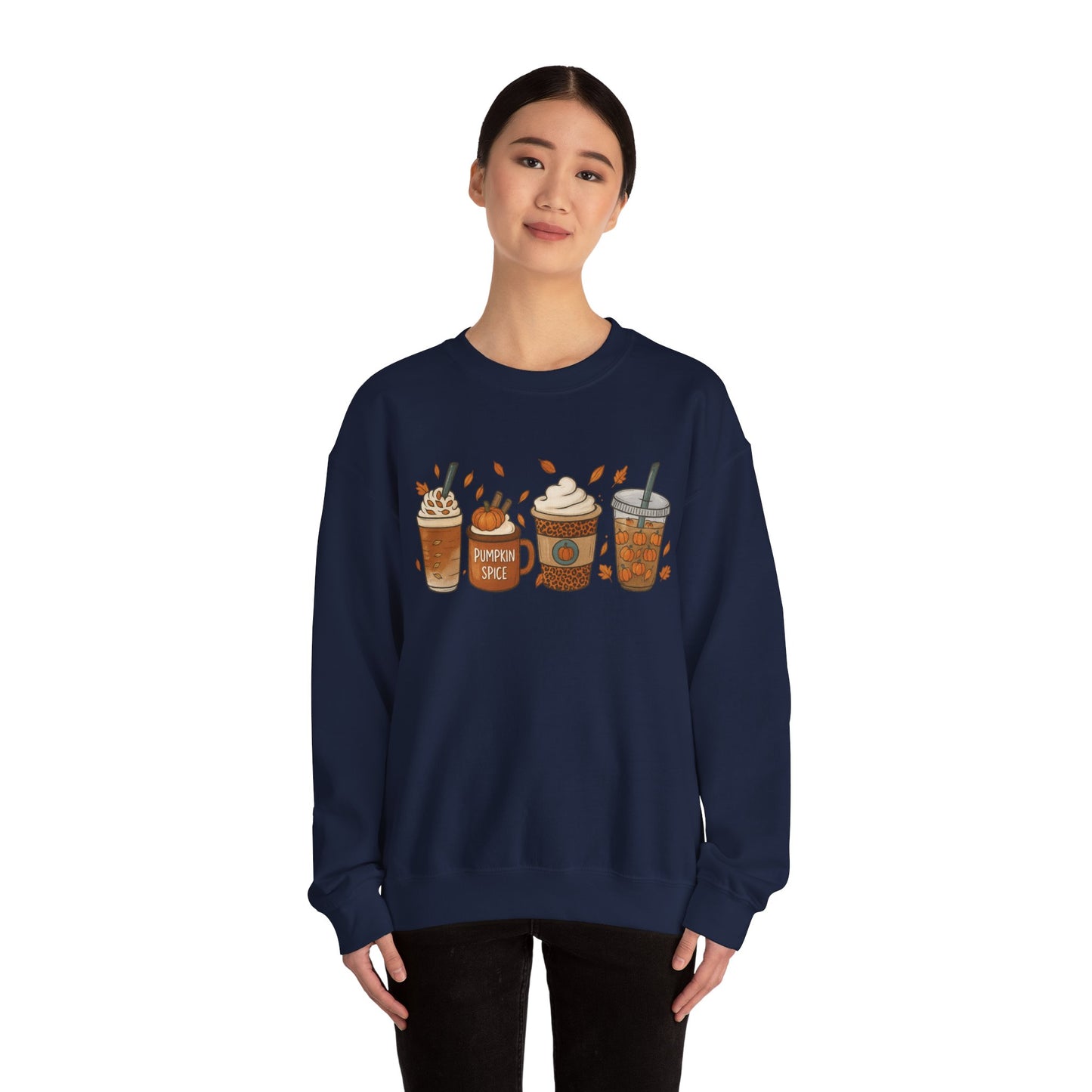 Pumpkin Spice Crewneck Sweatshirt – Cozy Fall Coffee Lover Pullover (10 Colors)