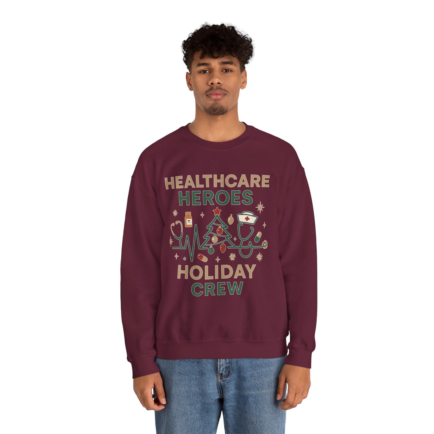 Healthcare Heroes Holiday Crewneck Sweatshirt | Nurse & Medical Staff Christmas Sweater (10 Colors)