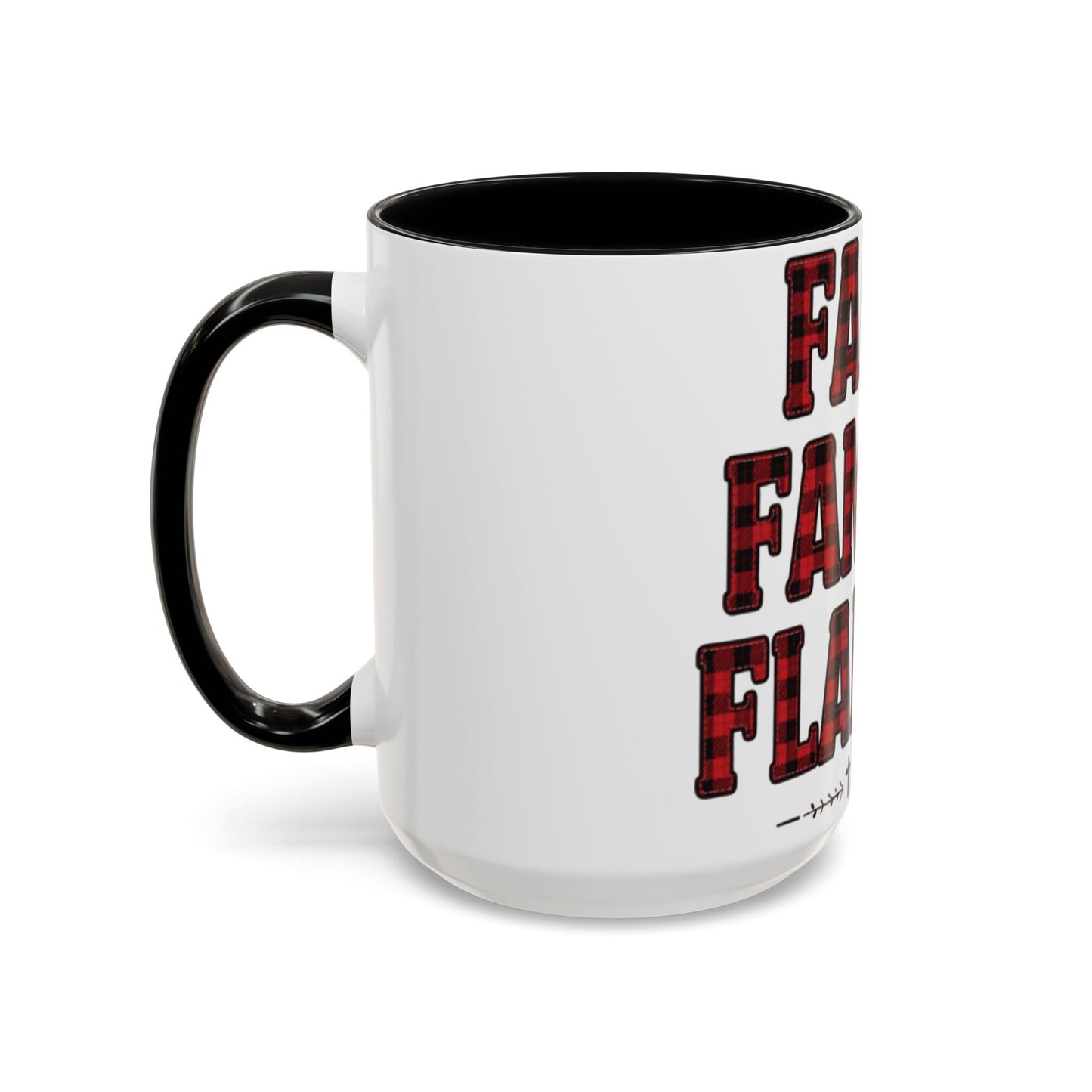 Faith, Family & Flannel Accent Mug | 11oz & 15oz Christian Coffee Cup (Multiple Colors)