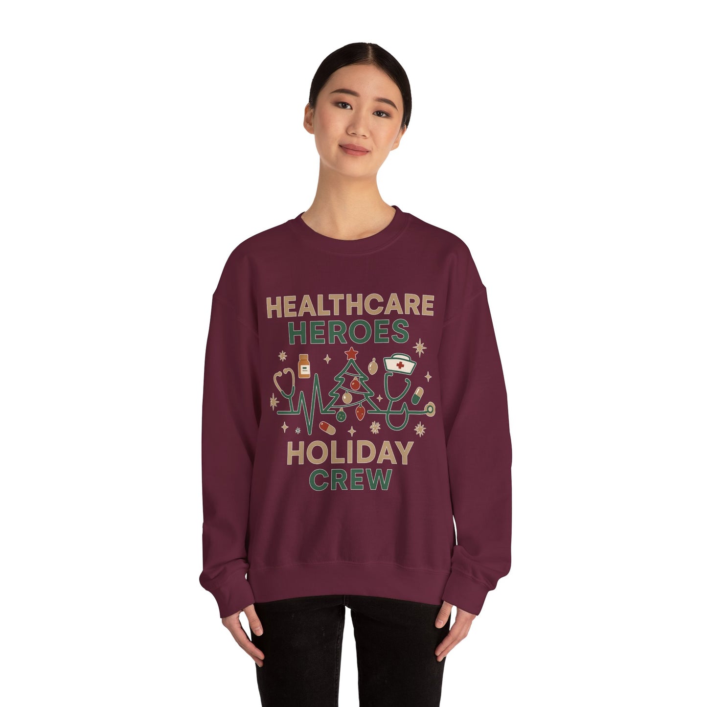 Healthcare Heroes Holiday Crewneck Sweatshirt | Nurse & Medical Staff Christmas Sweater (10 Colors)