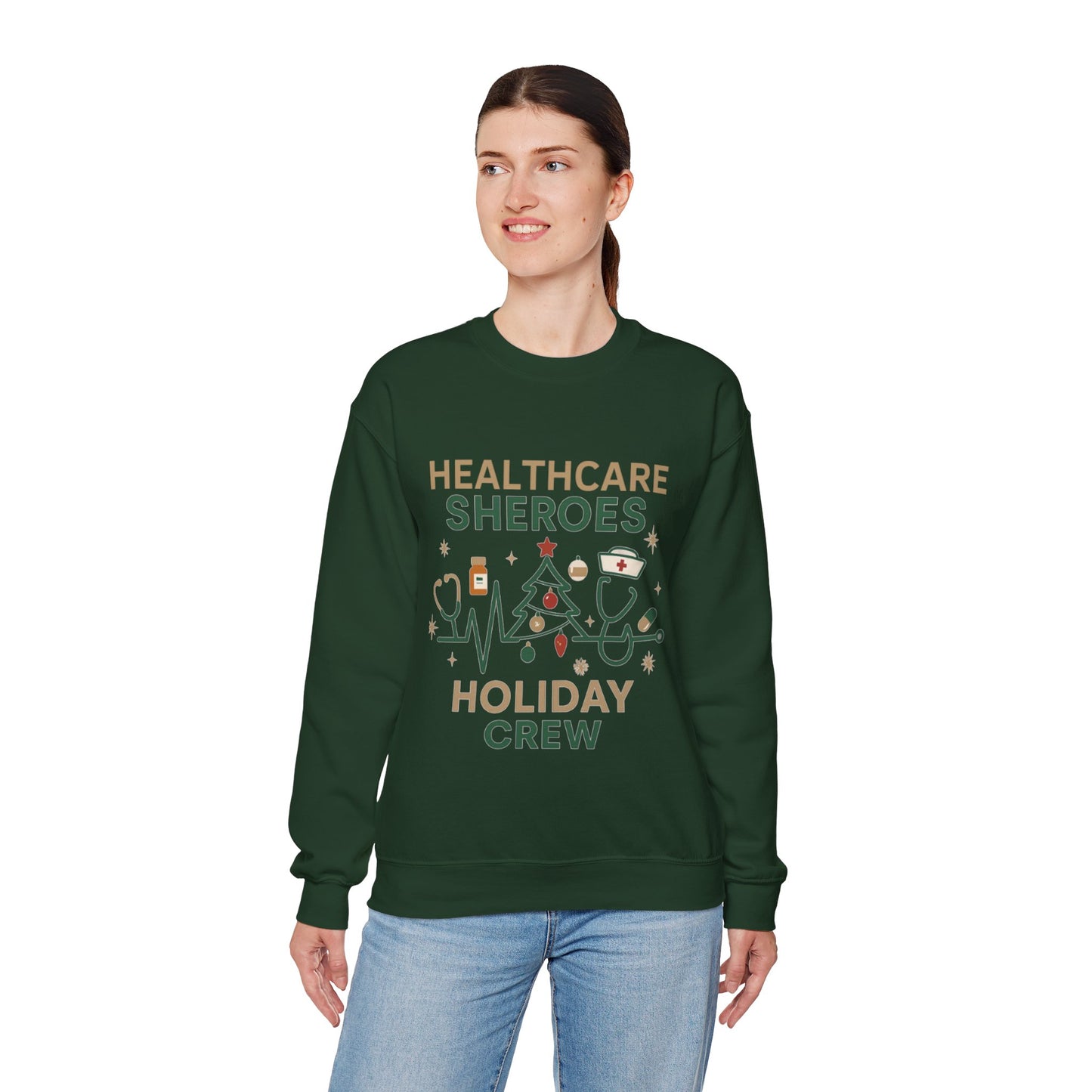 Healthcare Sheroes Holiday Crewneck Sweatshirt | Christmas Nurse & Medical Staff Gift (10 Colors)