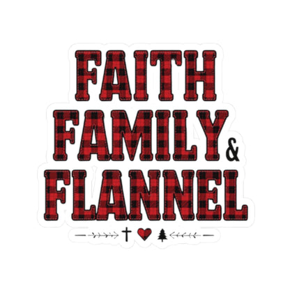 Faith, Family & Flannel Sticker | Christian Buffalo Plaid Waterproof Vinyl Sticker (4 Sizes)