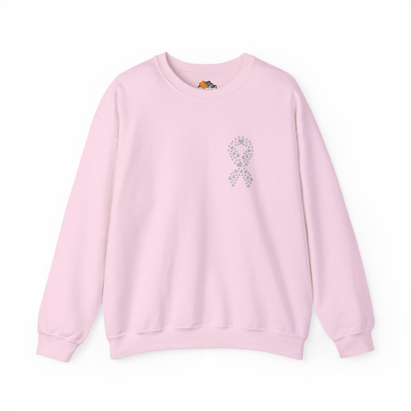 Lung Cancer Awareness Heart Ribbon Crewneck Sweatshirt – Support & Strength Sweater (8 Color Options)