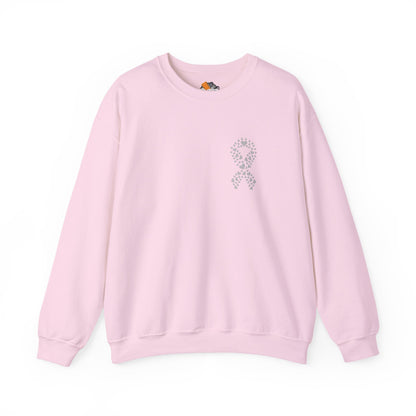 Lung Cancer Awareness Heart Ribbon Crewneck Sweatshirt – Support & Strength Sweater (8 Color Options)