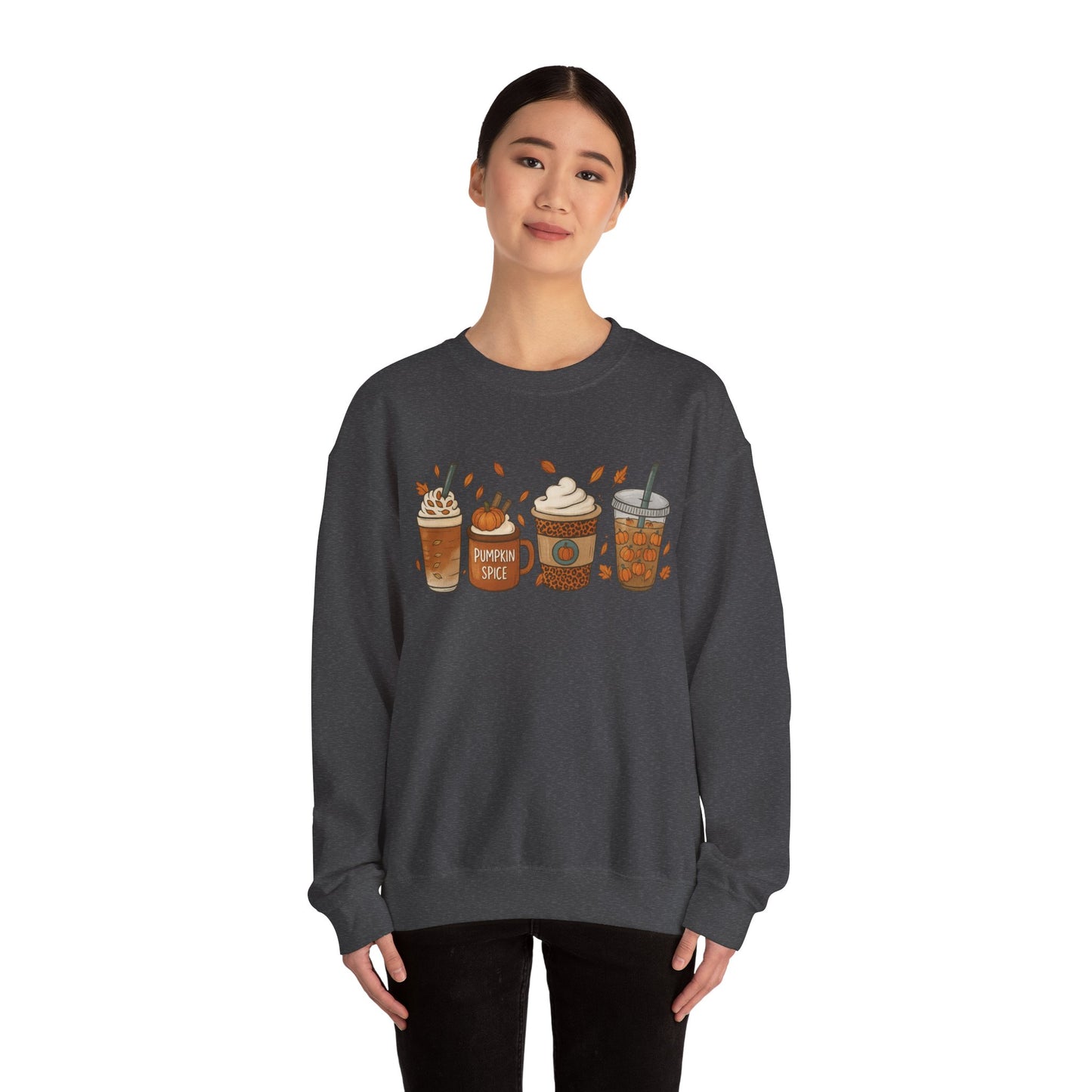 Pumpkin Spice Crewneck Sweatshirt – Cozy Fall Coffee Lover Pullover (10 Colors)