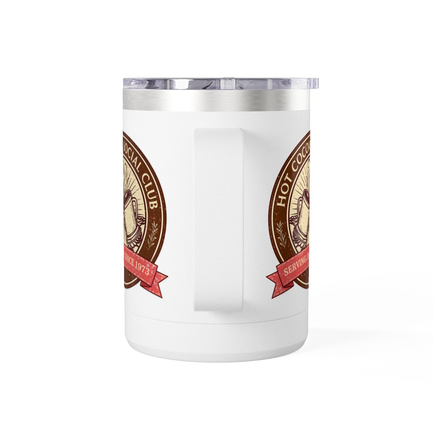 Hot Cocoa Social Club Insulated Coffee Tumbler | Cozy Vintage Mug | Double-Wall Stainless Steel Holiday Drinkware