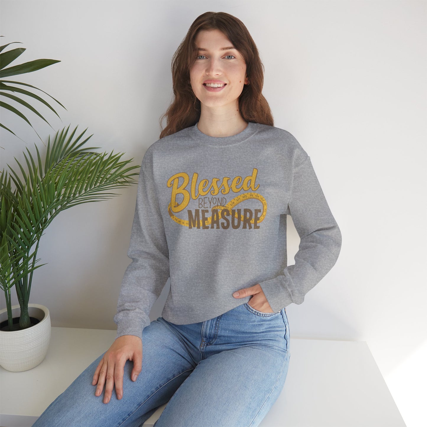Blessed Beyond Measure Crewneck Sweatshirt – Cozy Faith & Gratitude Sweater (9 Color Options)