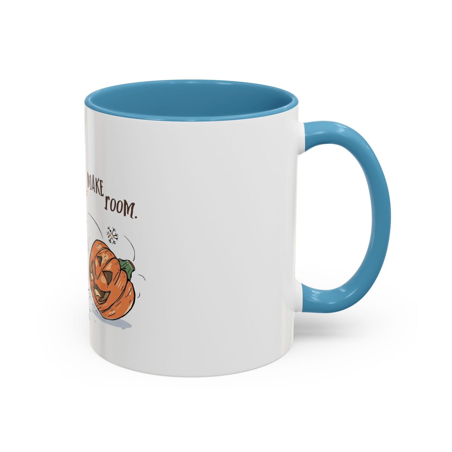 Winter to Fall Humor Mug – “Make Room” Snowman & Pumpkin Mug
