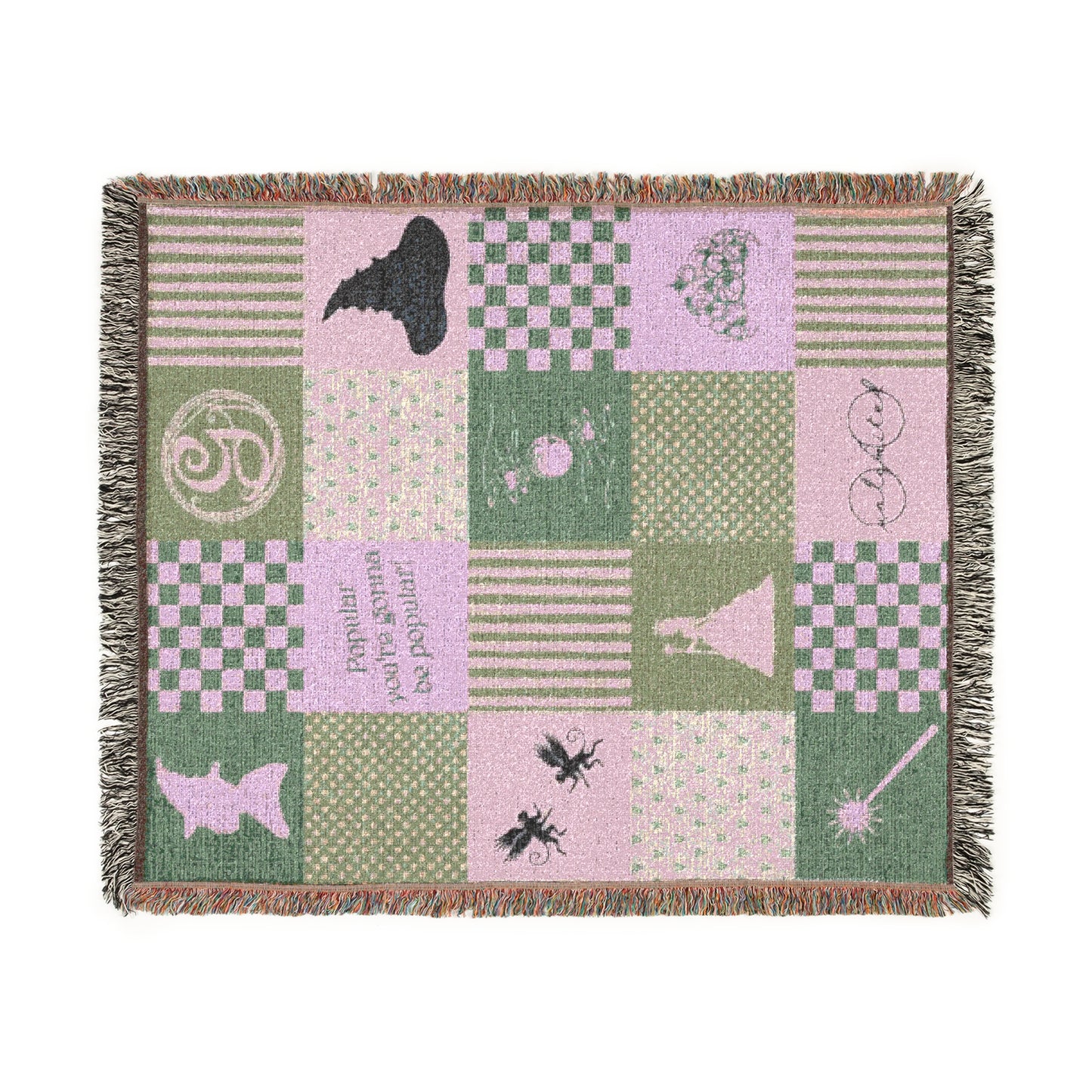 Wicked-Inspired “Pink Goes Good With Green” Woven Blanket | Glinda & Elphaba Friendship Throw in 3 Sizes (51"x37", 60"x50", 80"x60")
