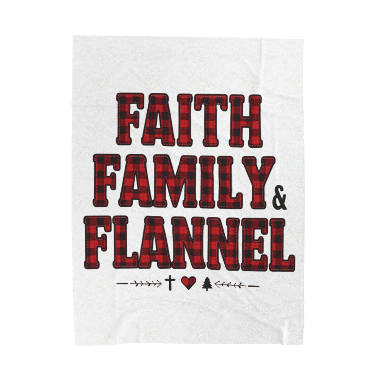 Faith, Family & Flannel Velveteen Plush Blanket | Cozy Christian Fall & Holiday Throw (3 Sizes)