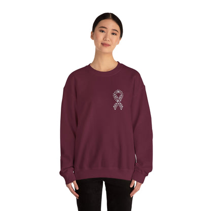 Lung Cancer Awareness Heart Ribbon Crewneck Sweatshirt – Support & Strength Sweater (8 Color Options)