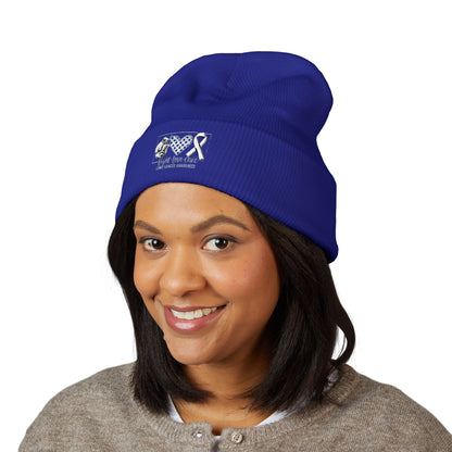 Fight Love Cure Lung Cancer Awareness Embroidered Beanie | Unisex Knit Hat