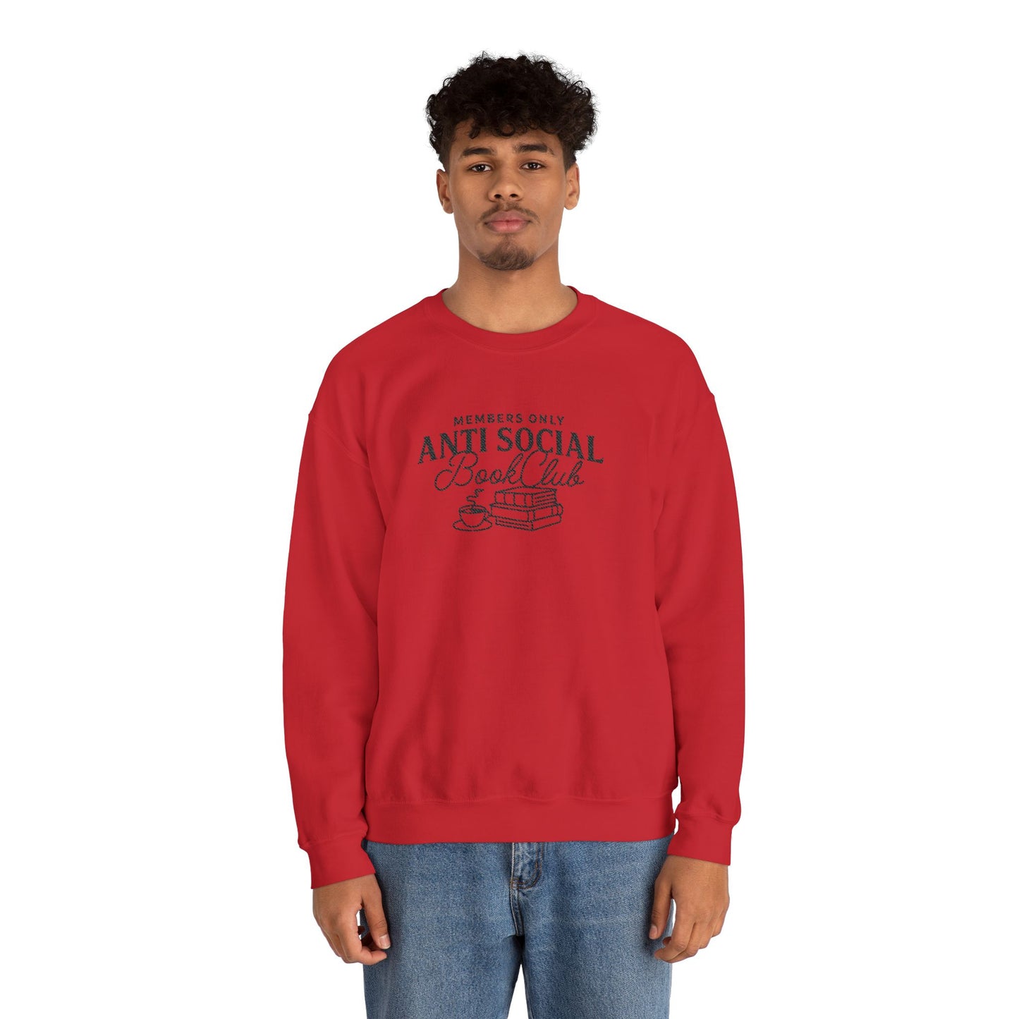 “Members Only Anti Social Book Club” Embroidered Crewneck