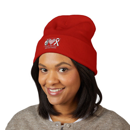 Fight Love Cure Lung Cancer Awareness Embroidered Beanie | Unisex Knit Hat