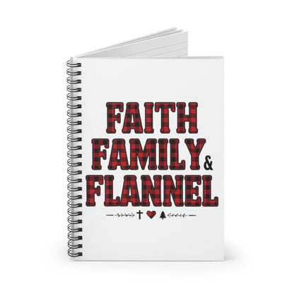 Faith, Family & Flannel Spiral Notebook | Rustic Plaid Christian Journal | Cozy Holiday Gift