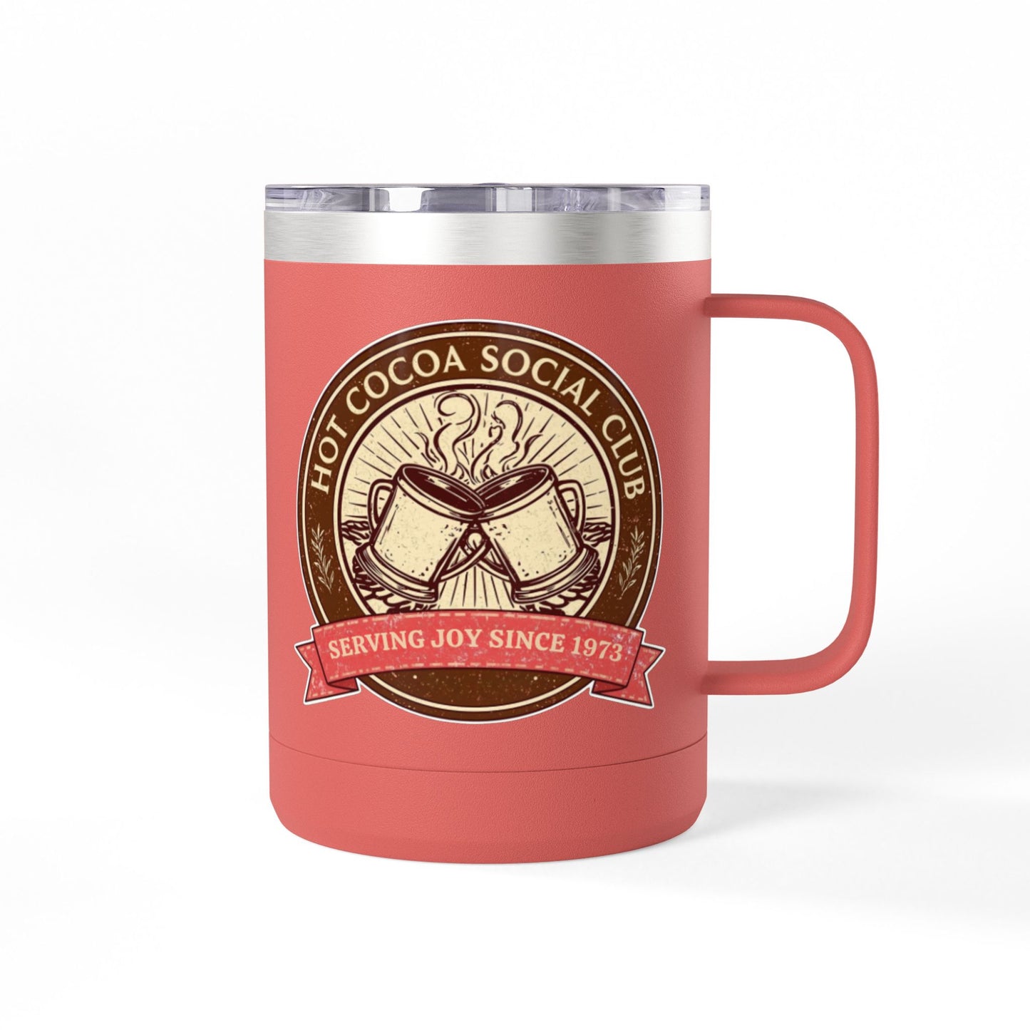 Hot Cocoa Social Club Insulated Coffee Tumbler | Cozy Vintage Mug | Double-Wall Stainless Steel Holiday Drinkware