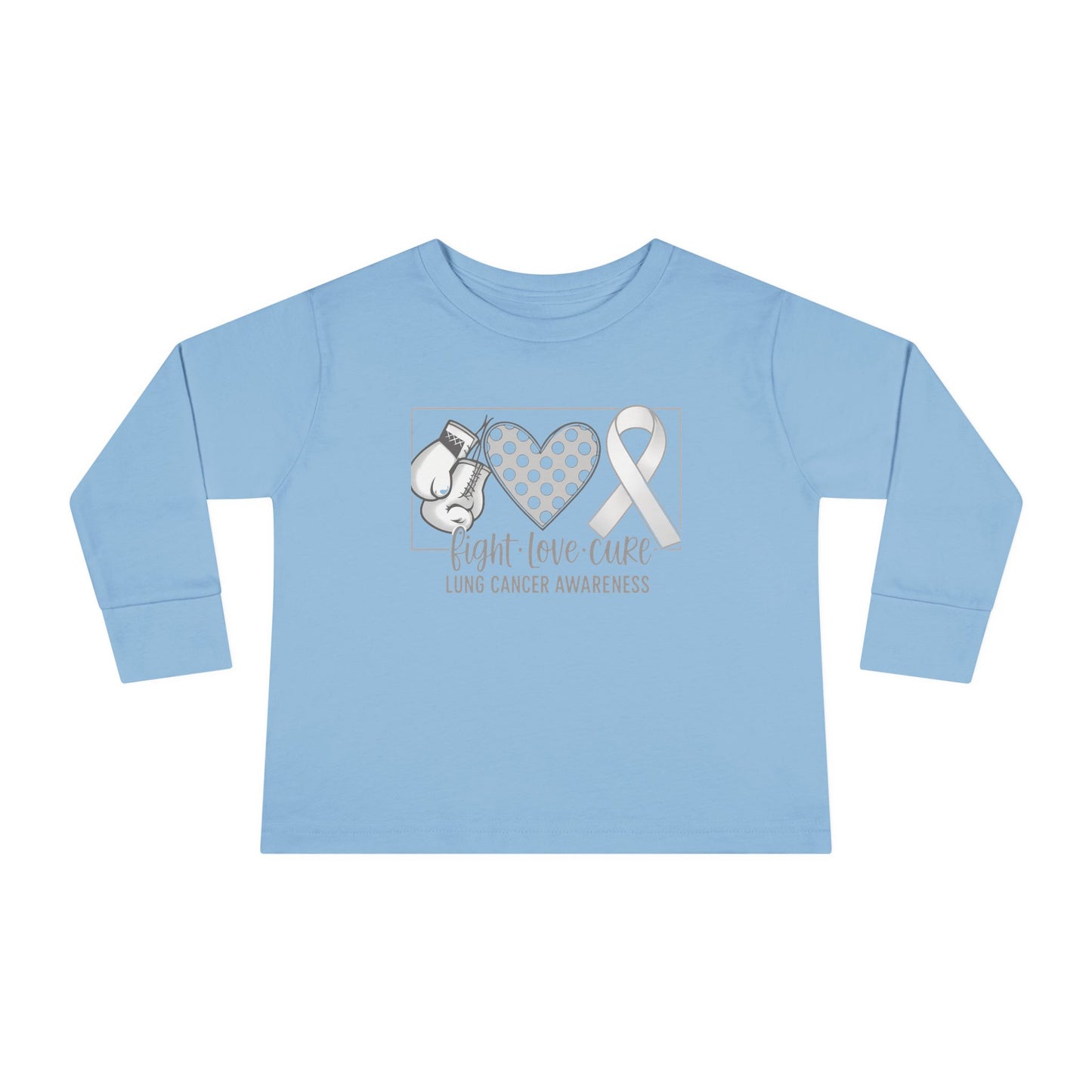 Fight Love Cure Lung Cancer Awareness Toddler Long Sleeve Shirt | Kids Support Tee