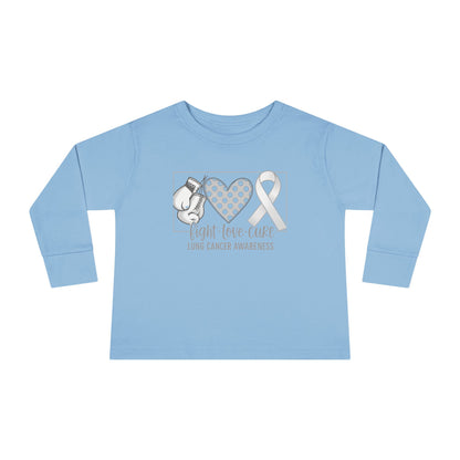 Fight Love Cure Lung Cancer Awareness Toddler Long Sleeve Shirt | Kids Support Tee